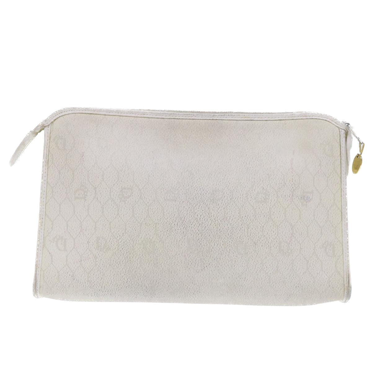 Christian Dior Honeycomb Canvas Clutch Bag White Auth am4852 - 0