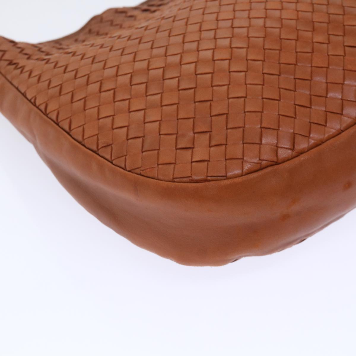 BOTTEGA VENETA INTRECCIATO Shoulder Bag Leather Vintage Brown Auth am4853