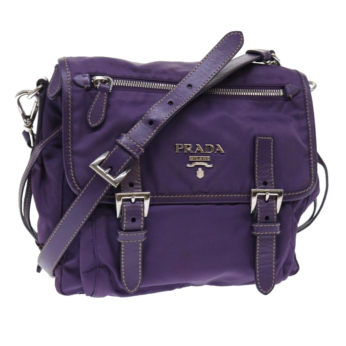 PRADA Shoulder Bag Nylon Purple Auth am4875