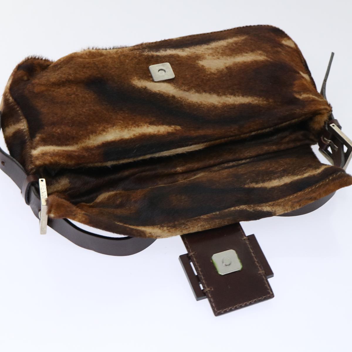 FENDI Mamma Baguette Shoulder Bag Harako leather Brown Auth am4876