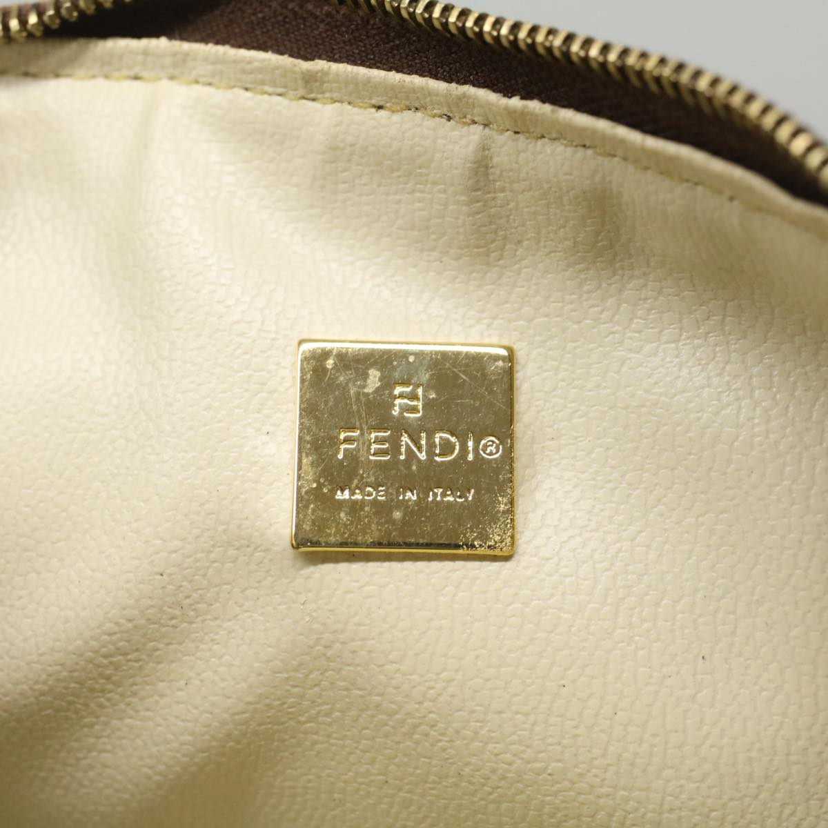 FENDI Zucchino Canvas Hand Bag Beige Auth am4889