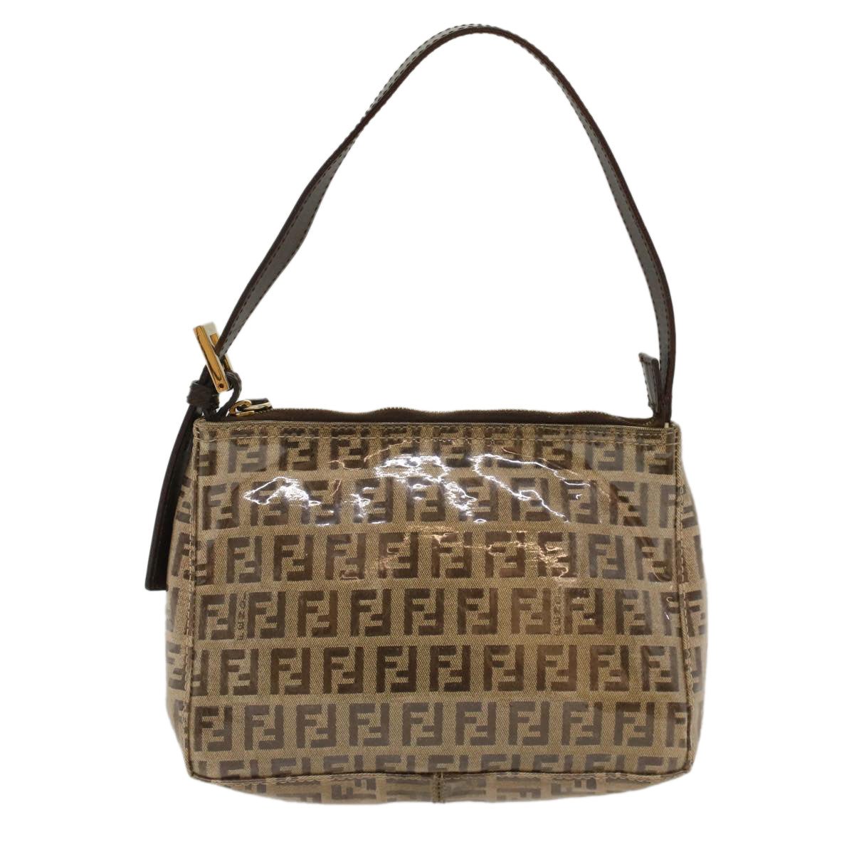 FENDI Zucchino Canvas Hand Bag Beige Auth am4889 - 0