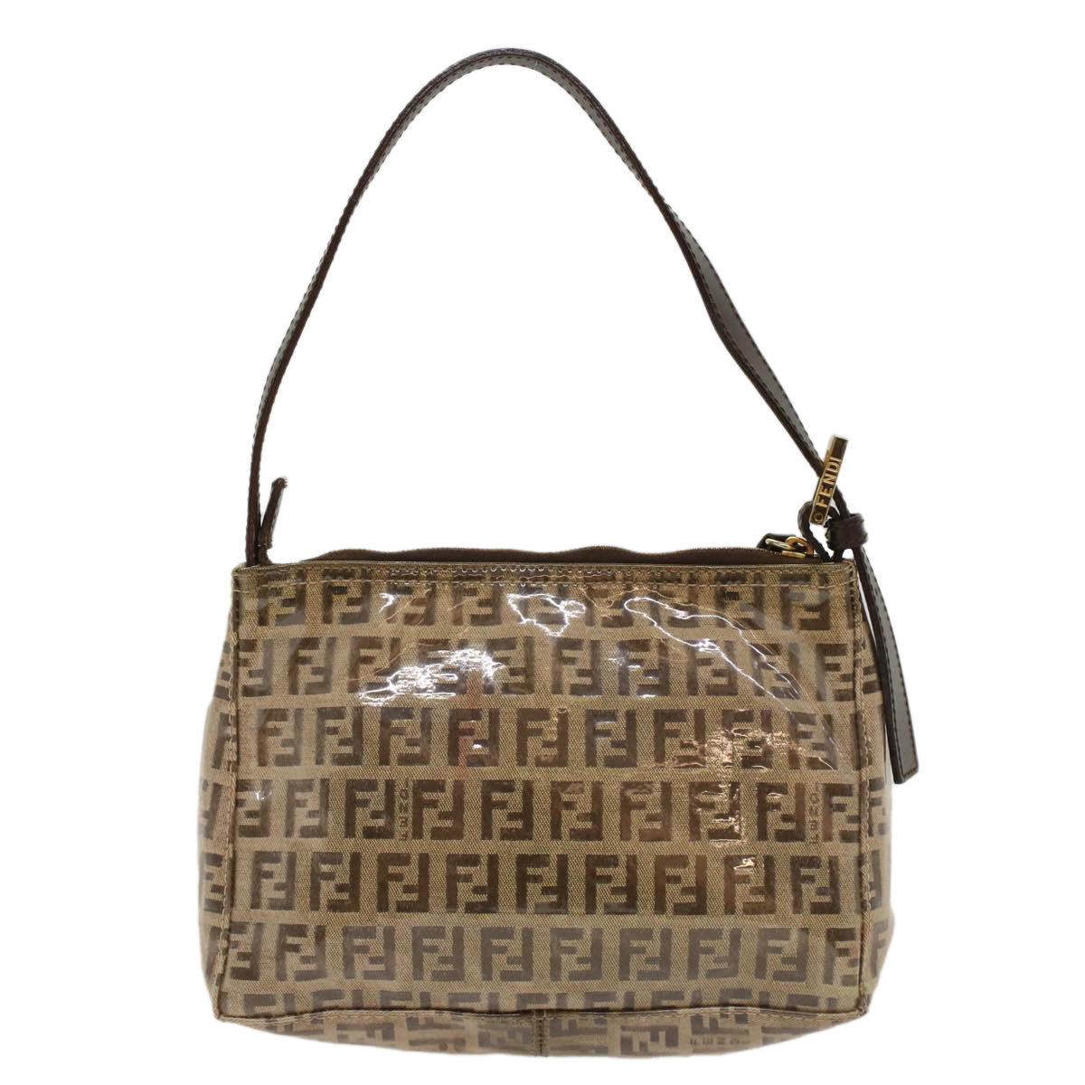 FENDI Zucchino Canvas Hand Bag Beige Auth am4889