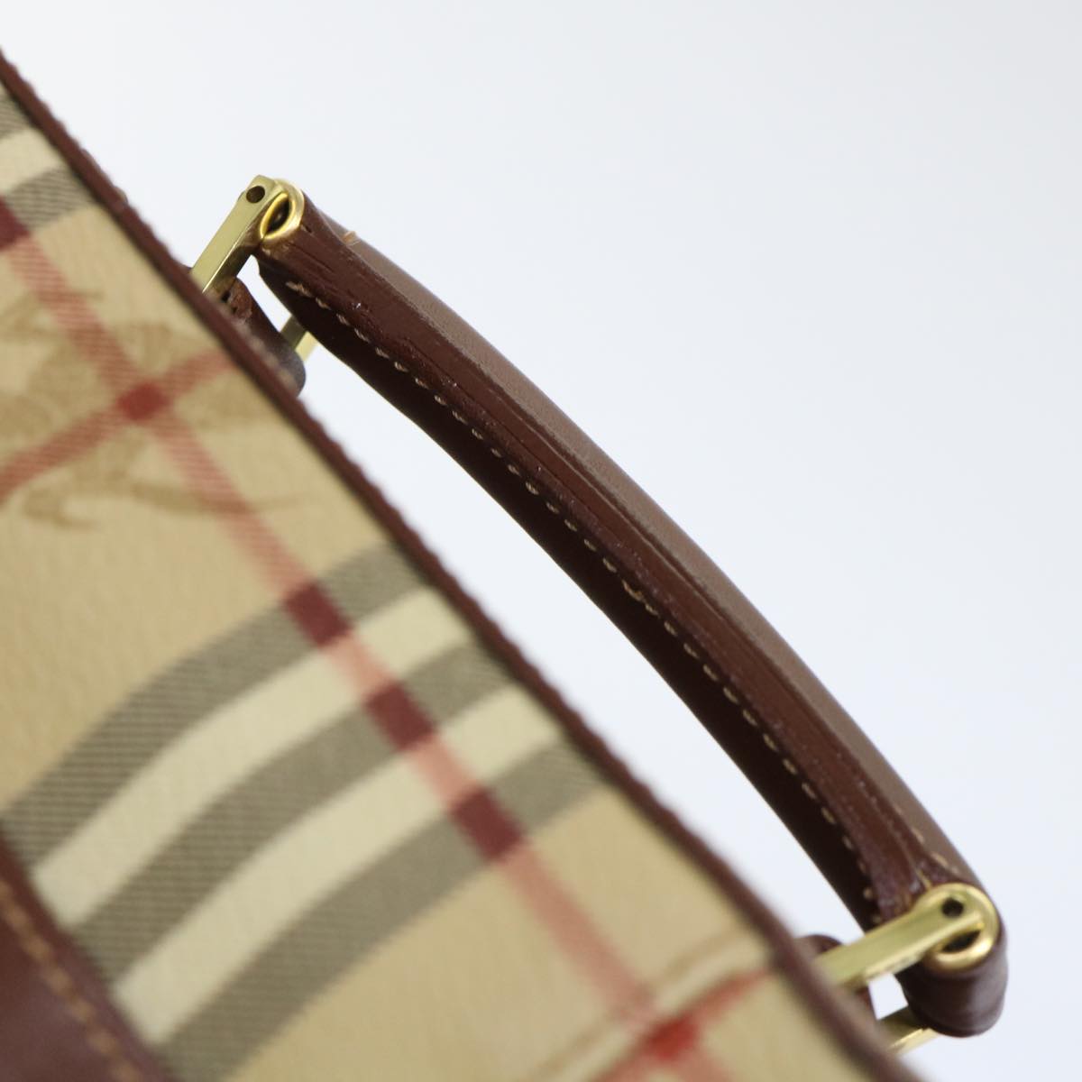 BURBERRY Nova Check Vanity Cosmetic Pouch PVC Leather Beige Auth am4898