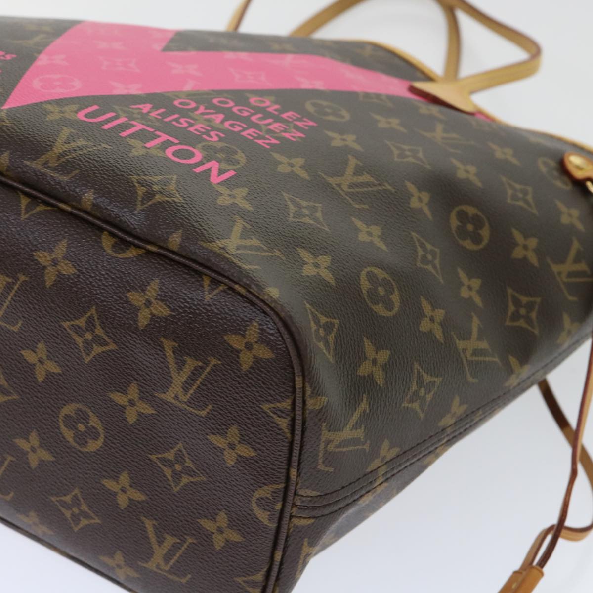 LOUIS VUITTON Monogram V line Neverfull MM Tote Bag Pink M41602 LV Auth am4905