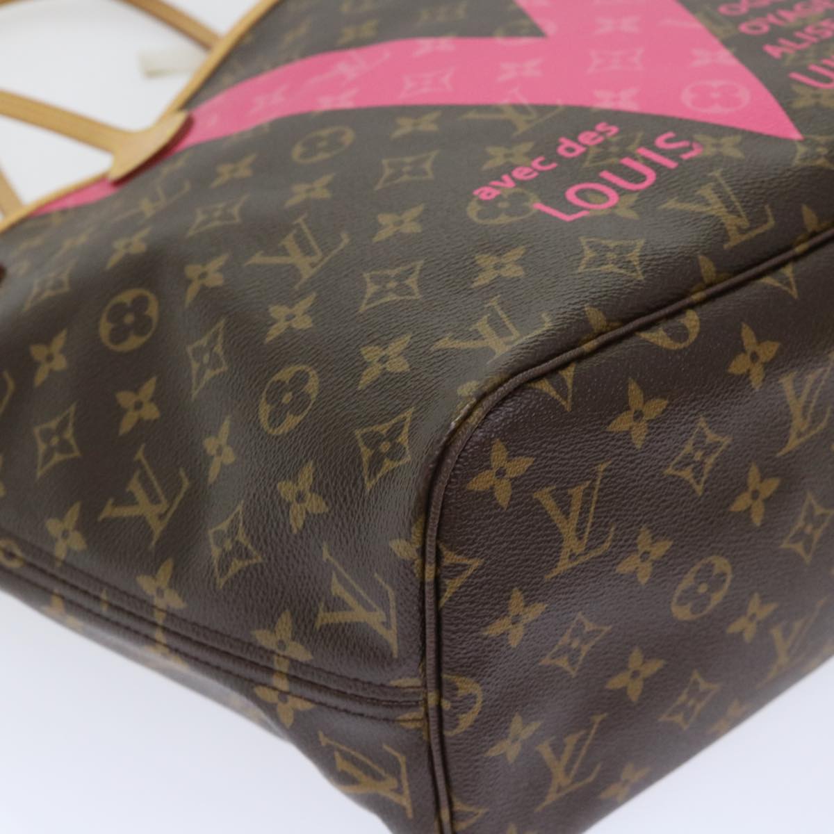 LOUIS VUITTON Monogram V line Neverfull MM Tote Bag Pink M41602 LV Auth am4905