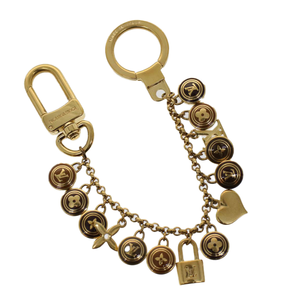LOUIS VUITTON Porte Cles Chainne Pastille Key Holder Gold M65386 LV Auth am4910
