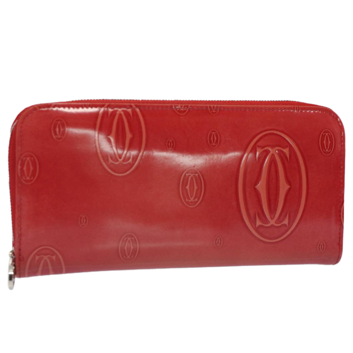 CARTIER Happy Birthday Wallet Patent leather Red Auth am4918