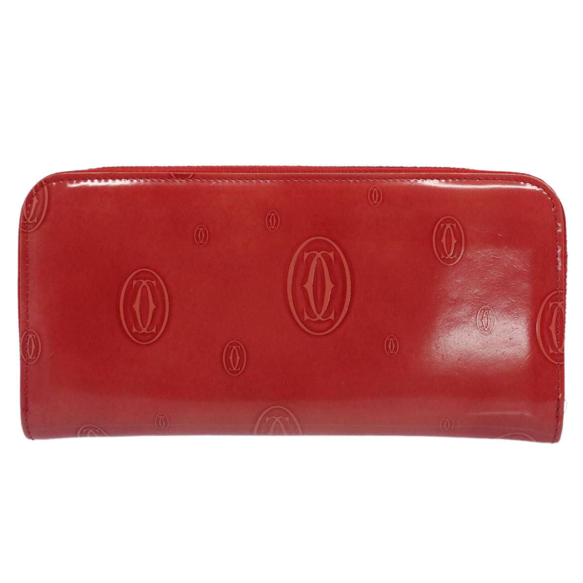 CARTIER Happy Birthday Wallet Patent leather Red Auth am4918 - 0