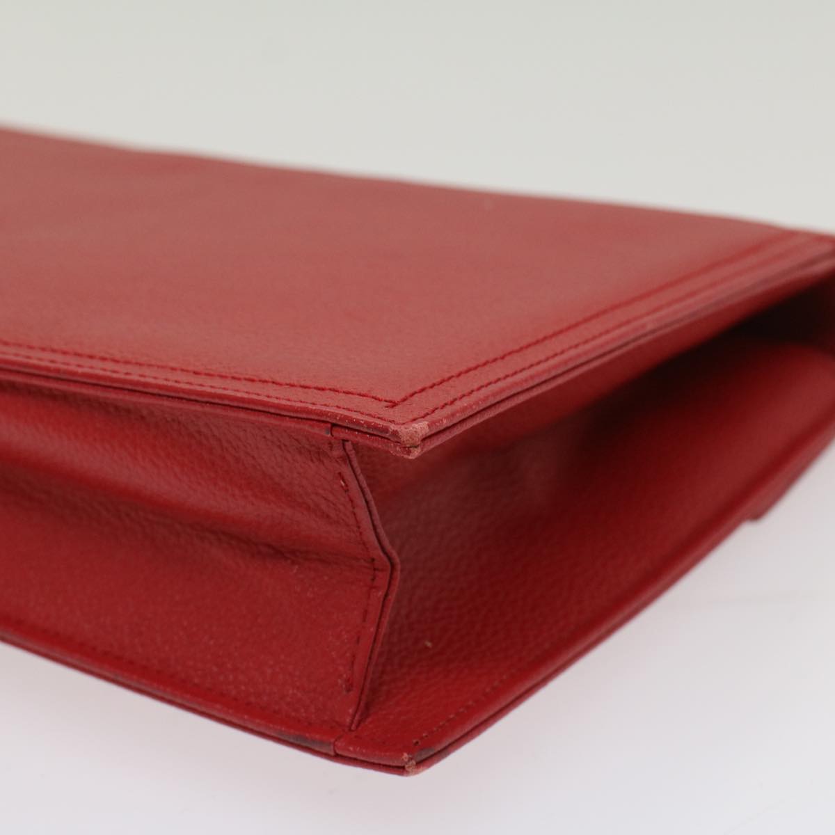 SAINT LAURENT Clutch Bag Leather Red Auth am4931