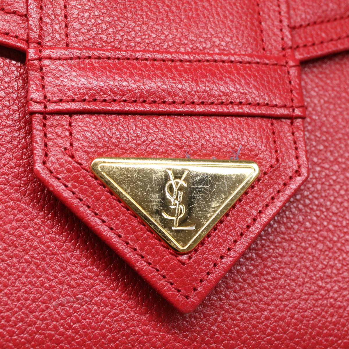 SAINT LAURENT Clutch Bag Leather Red Auth am4931