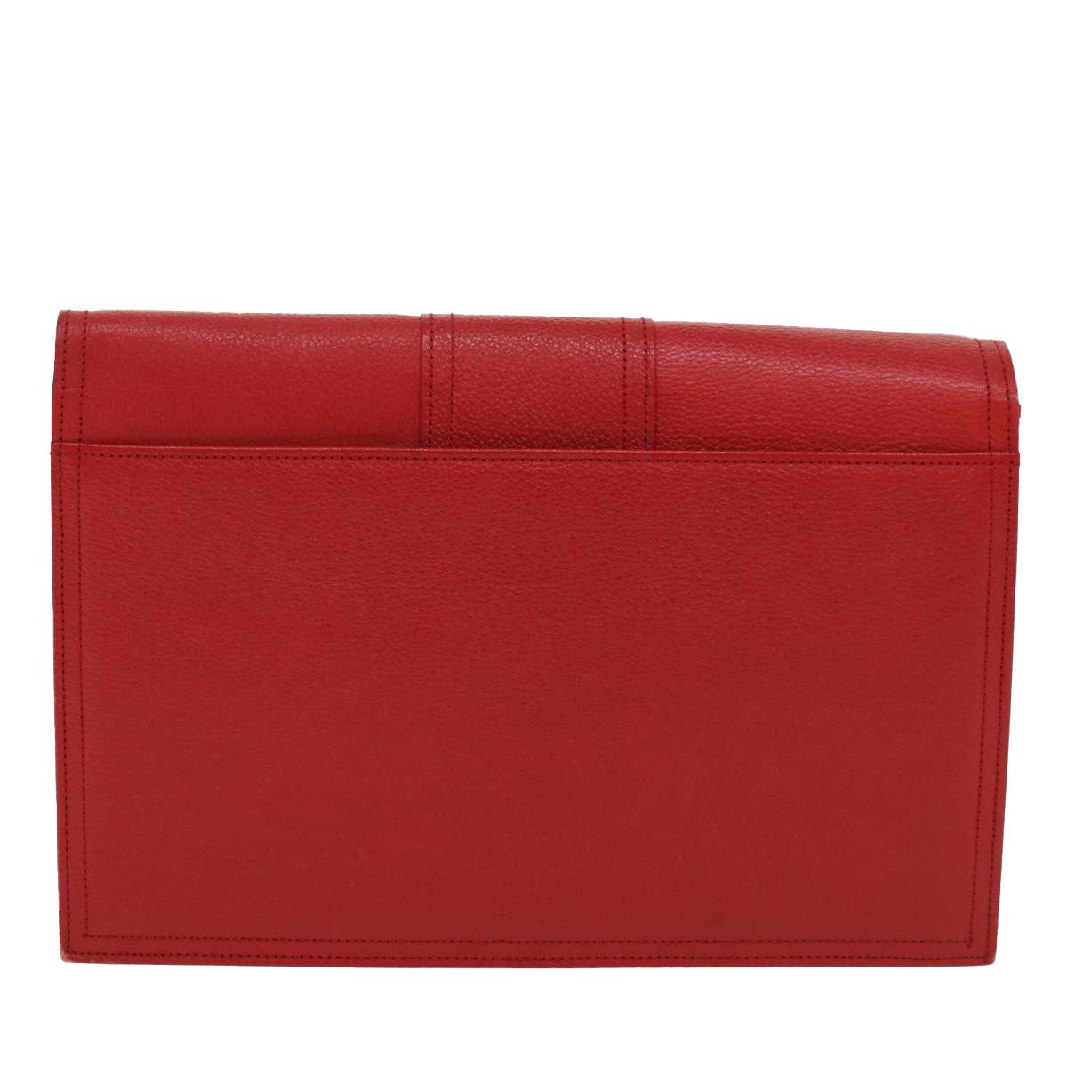 SAINT LAURENT Clutch Bag Leather Red Auth am4931