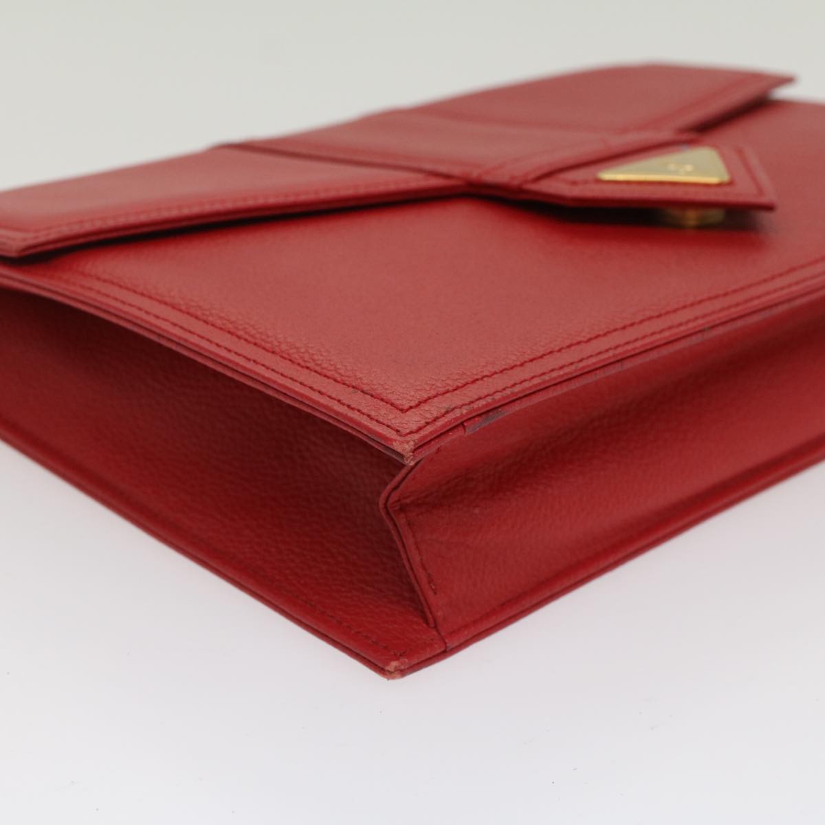 SAINT LAURENT Clutch Bag Leather Red Auth am4931