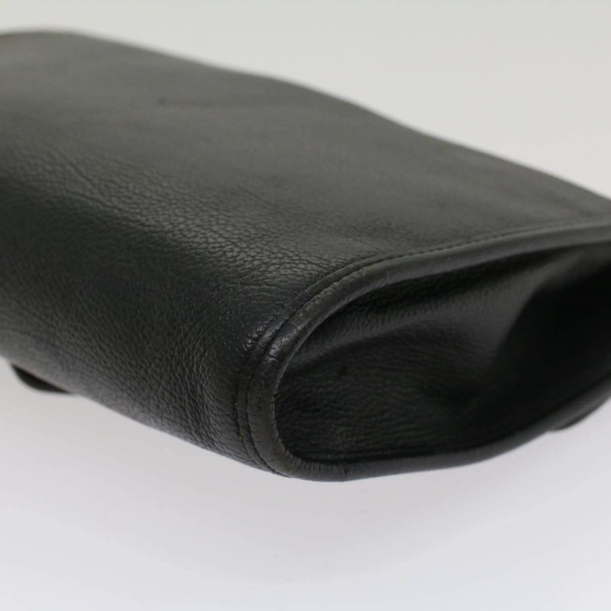 SAINT LAURENT Clutch Bag Leather Black Auth am4932