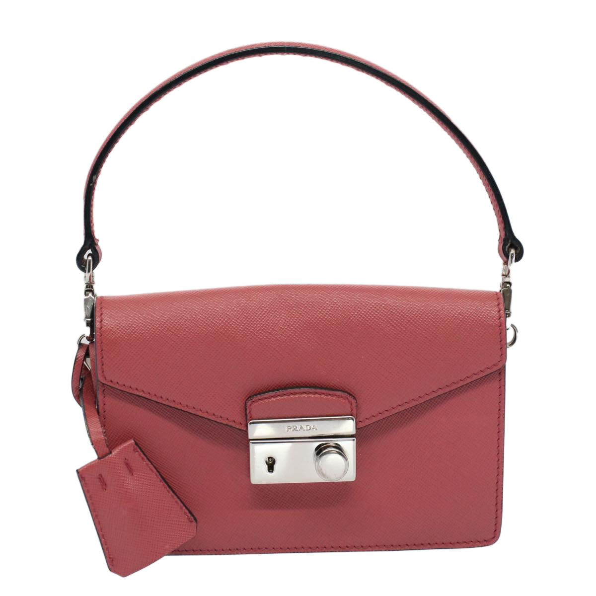 PRADA Mini Hand Bag Safiano leather 2way Pink Auth am4942