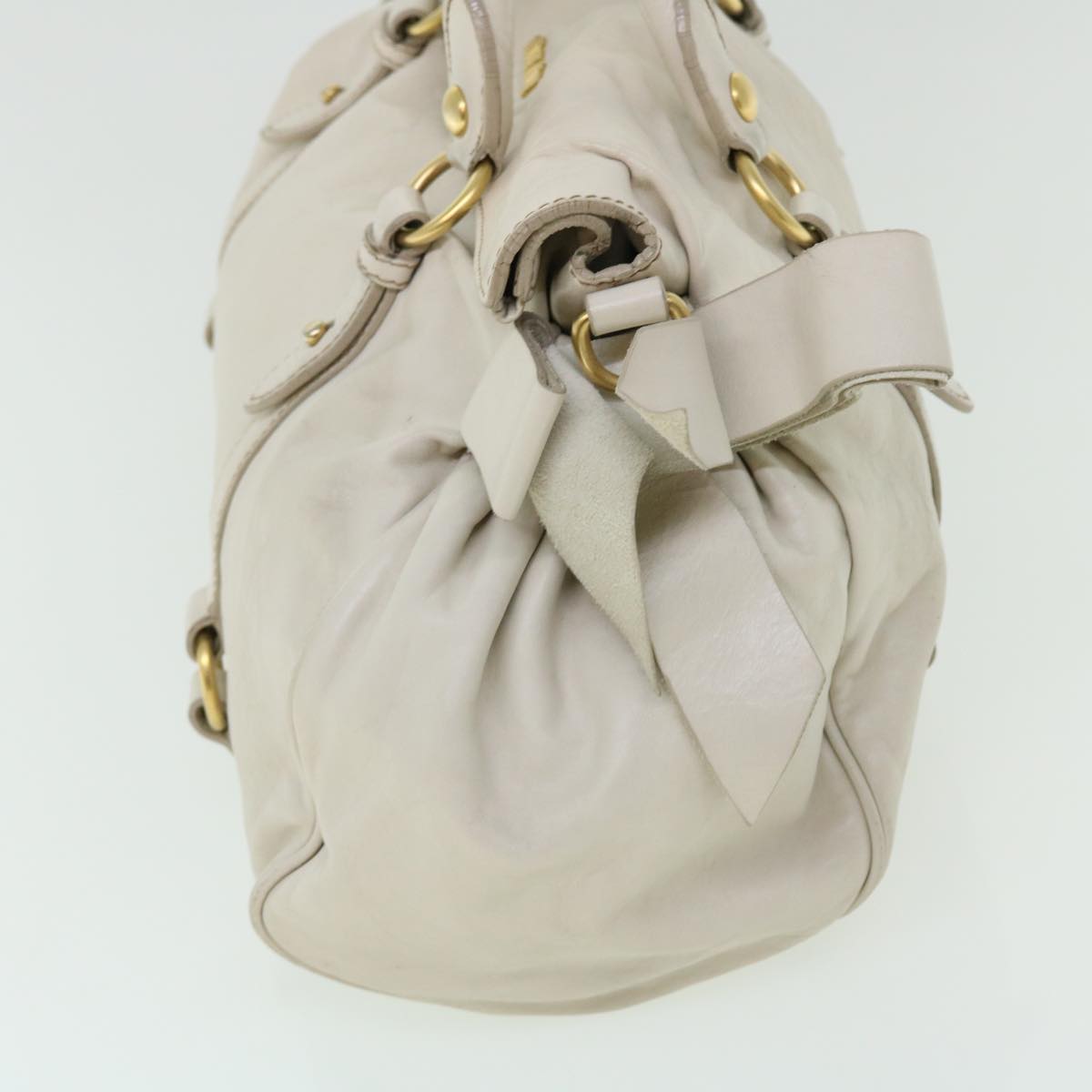 Miu Miu Hand Bag Leather White Auth am4949