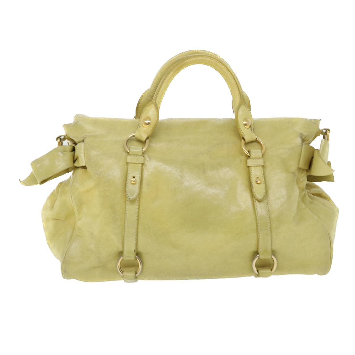 Miu Miu Hand Bag Leather 2way Yellow Auth am4964 - 0