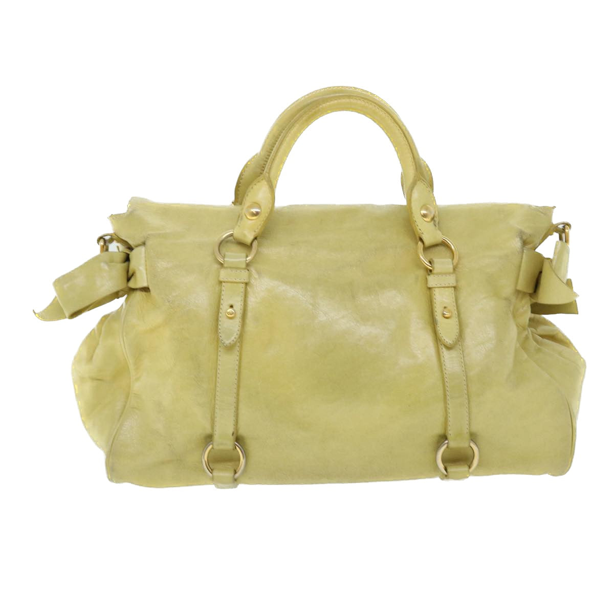 Miu Miu Hand Bag Leather 2way Yellow Auth am4964