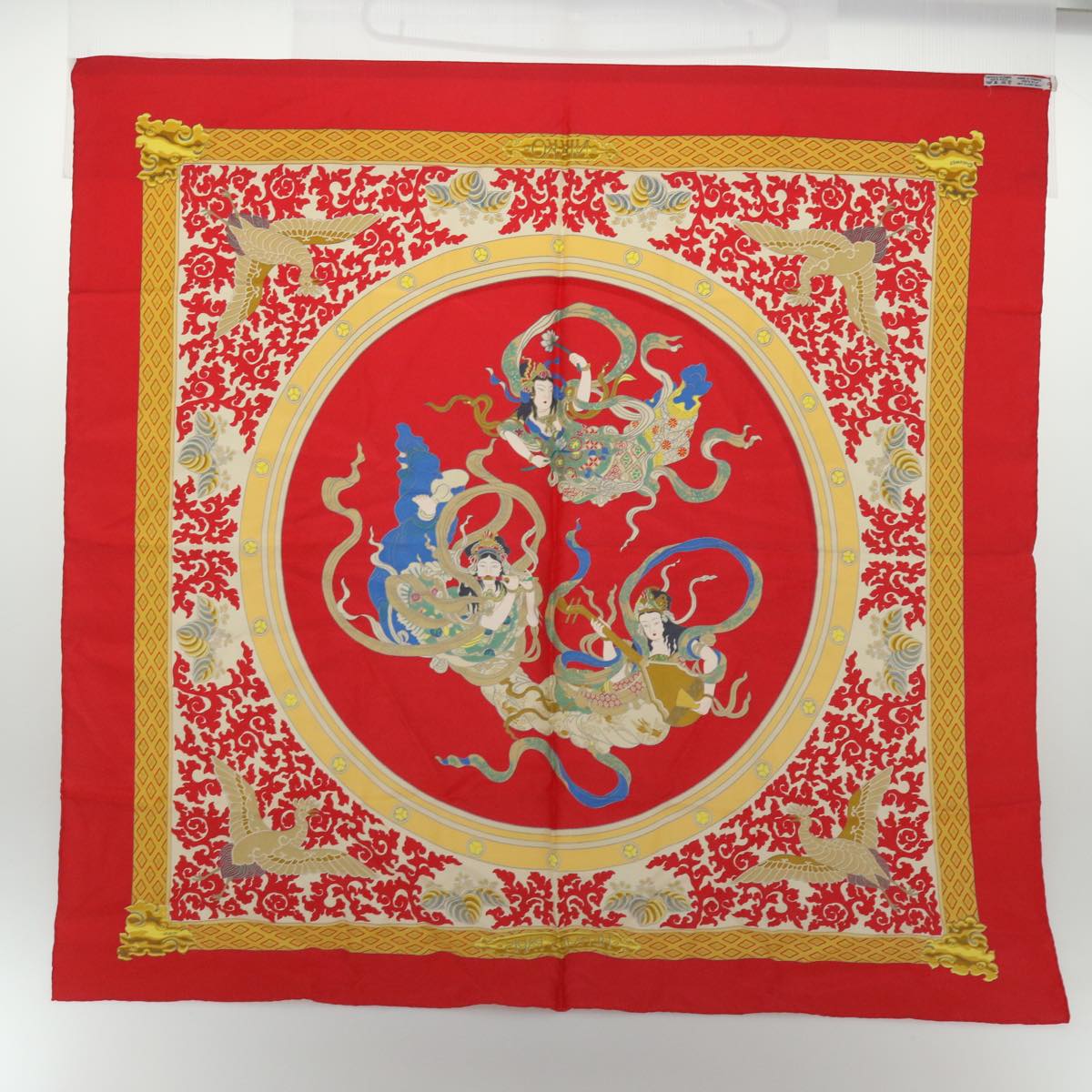 HERMES Carre 90 NIKKO Scarf Silk Red Auth am4977