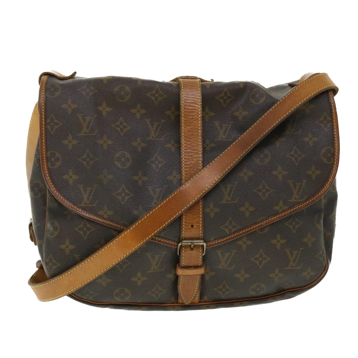 LOUIS VUITTON Monogram Saumur 35 Shoulder Bag M42254 LV Auth am4978