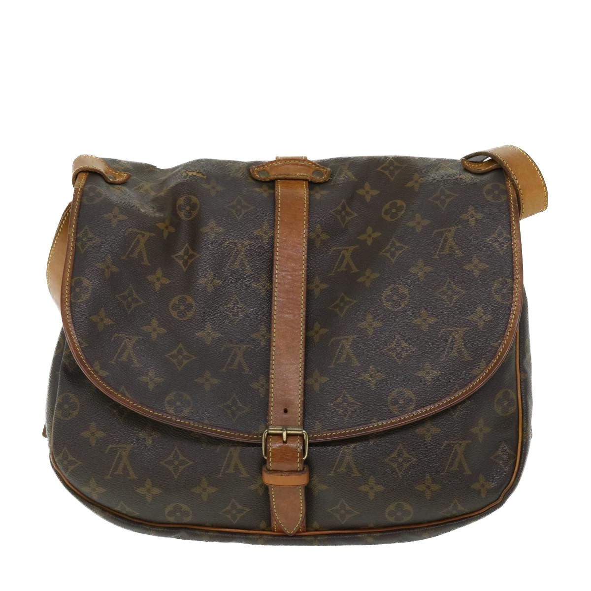 LOUIS VUITTON Monogram Saumur 35 Shoulder Bag M42254 LV Auth am4978