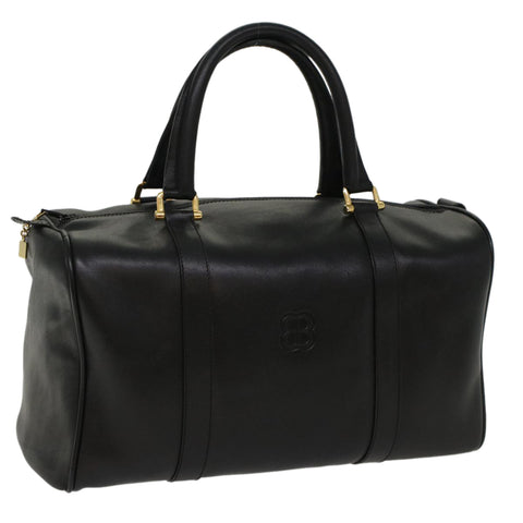 BALENCIAGA Boston Bag Vintage Leather Black Auth am4980