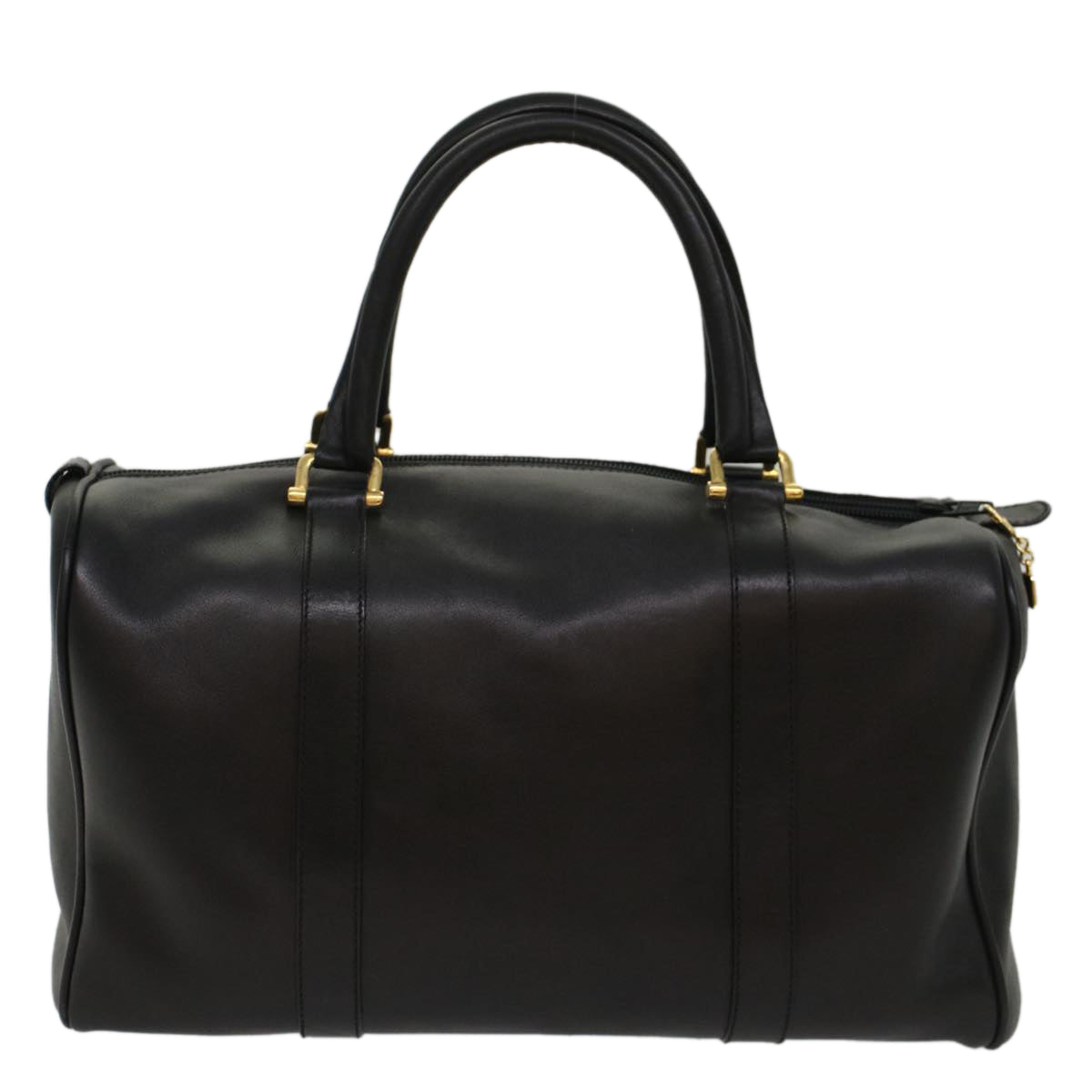 BALENCIAGA Boston Bag Vintage Leather Black Auth am4980