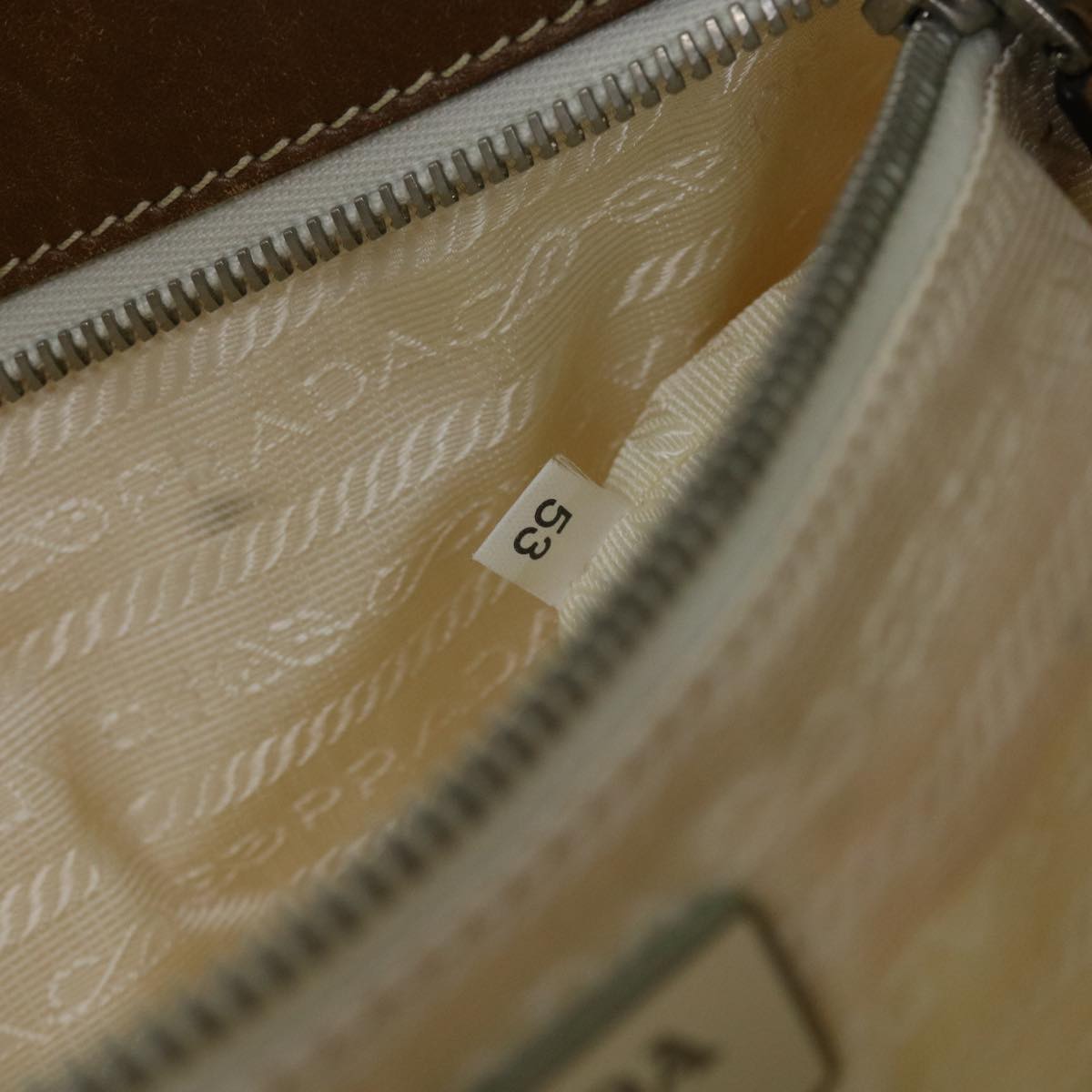 PRADA Shoulder Bag Nylon Beige Auth am4990