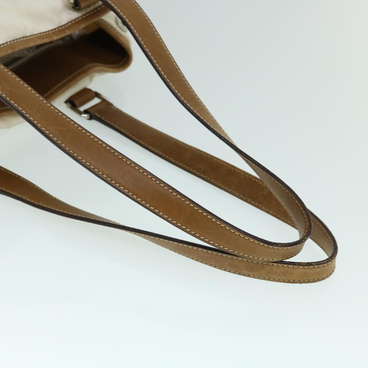 PRADA Shoulder Bag Nylon Beige Auth am4990