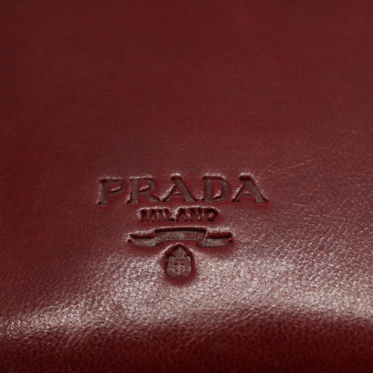 PRADA Chain Shoulder Bag Leather Red Auth am4993