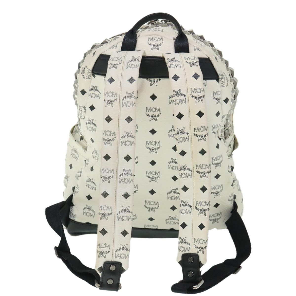 MCM Vicetos Logogram Backpack PVC Leather White Auth am5010 - 0