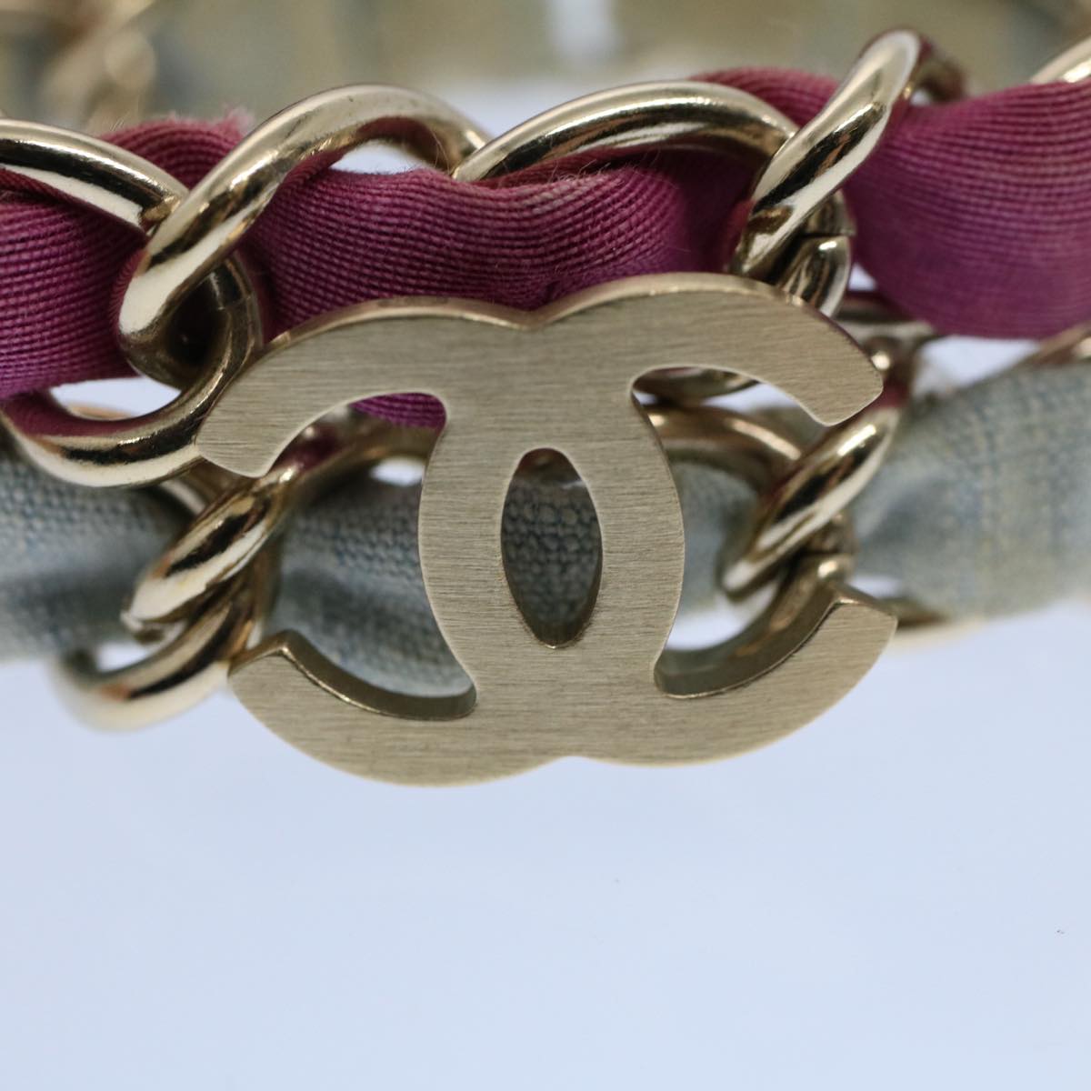CHANEL COCO Mark Chain Bracelet metal Blue Purple Silver CC Auth am5014