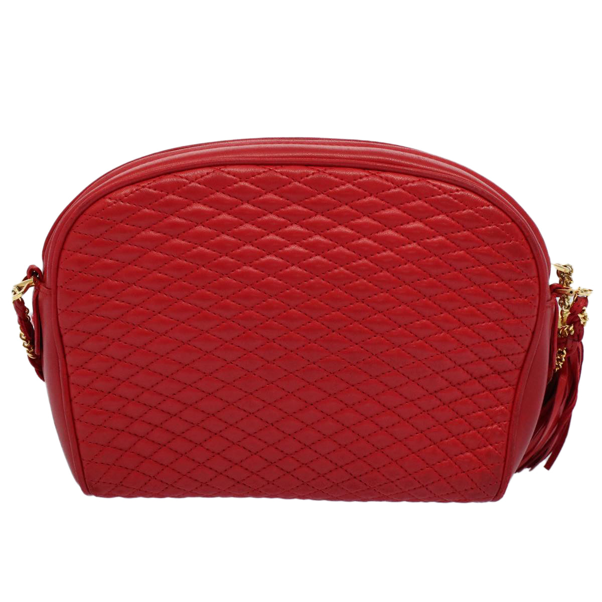 BALLY Quilted Chain Shoulder Bag Leather Red Auth am5028 - 0