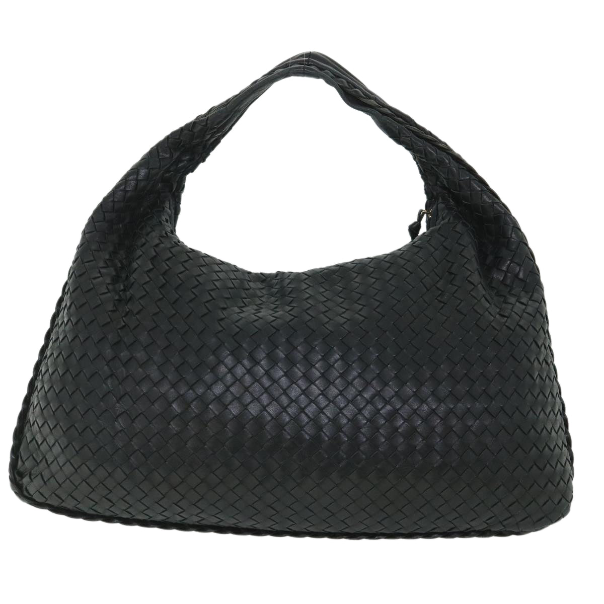 BOTTEGA VENETA INTRECCIATO Hobo Shoulder Bag Leather Black Auth am5037