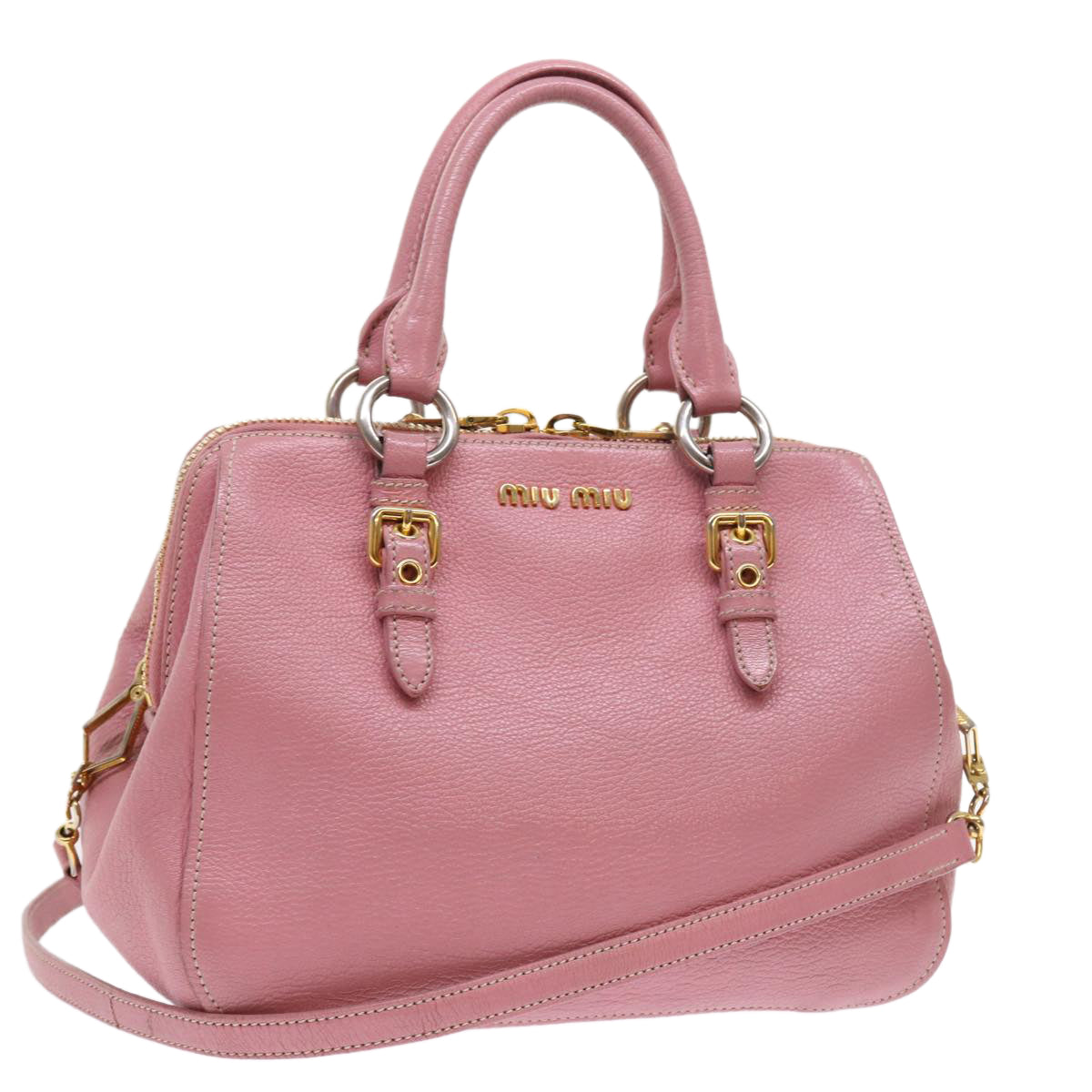 Miu Miu Hand Bag Leather 2way Pink Auth am5042