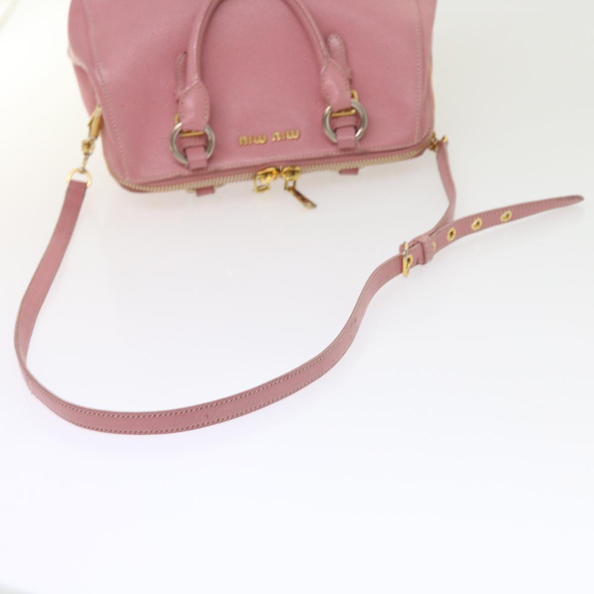 Miu Miu Hand Bag Leather 2way Pink Auth am5042