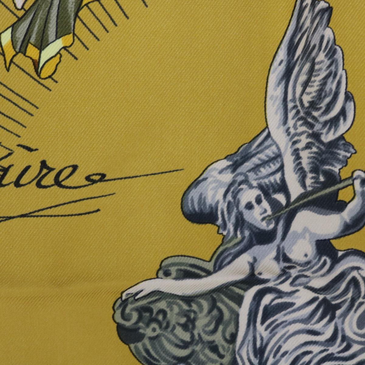 HERMES Carre 90 SANSSOUCY Scarf Silk Navy Yellow Auth am5046