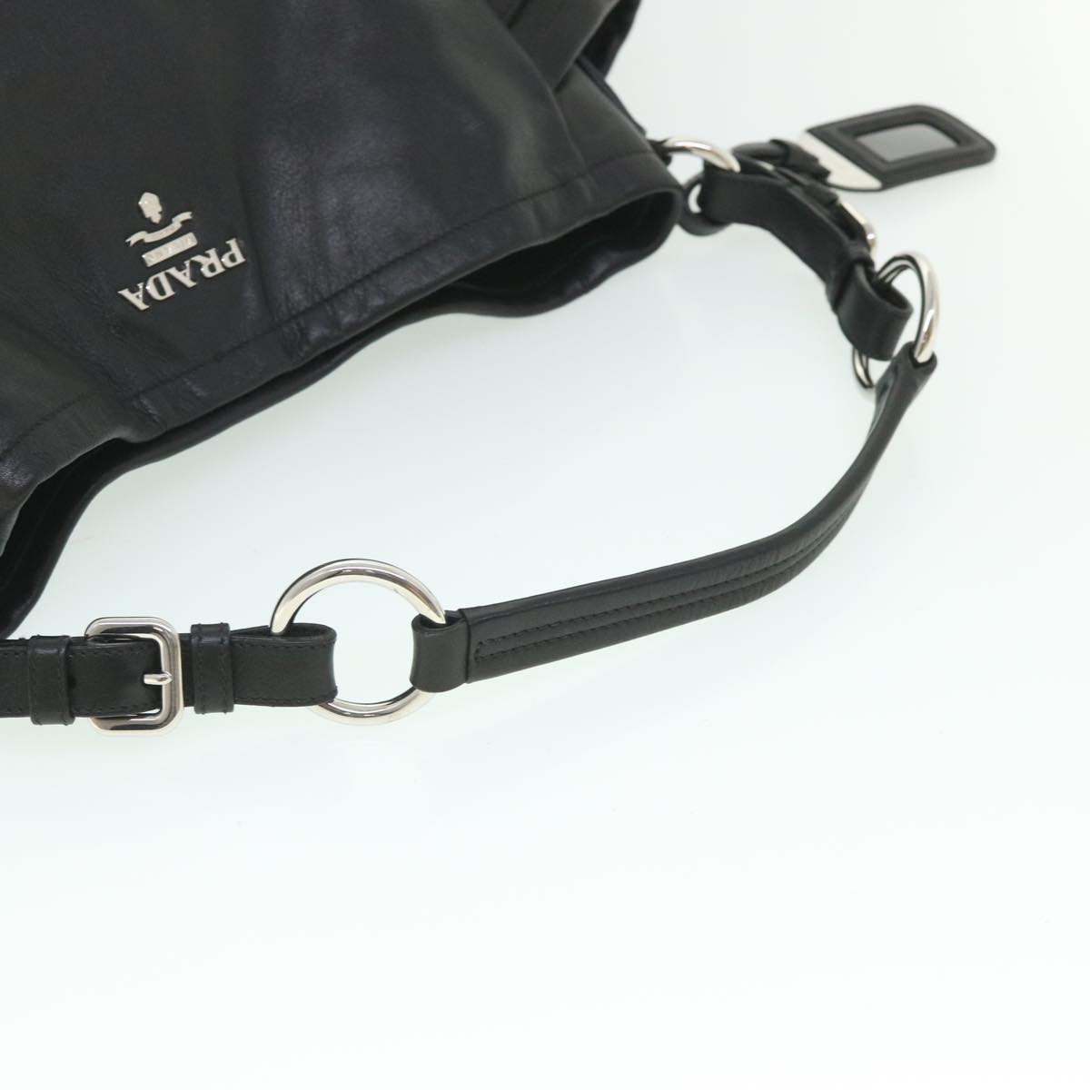 PRADA Shoulder Bag Leather Black Auth am5052