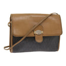 Christian Dior Honeycomb Canvas Shoulder Bag PVC Leather Black Auth am5058-1