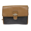 Christian Dior Honeycomb Canvas Shoulder Bag PVC Leather Black Auth am5058-2