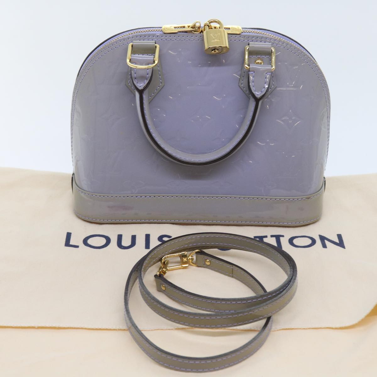 LOUIS VUITTON Monogram Vernis Alma BB Bag 2way Purple Lila M90103 LV Auth am5080