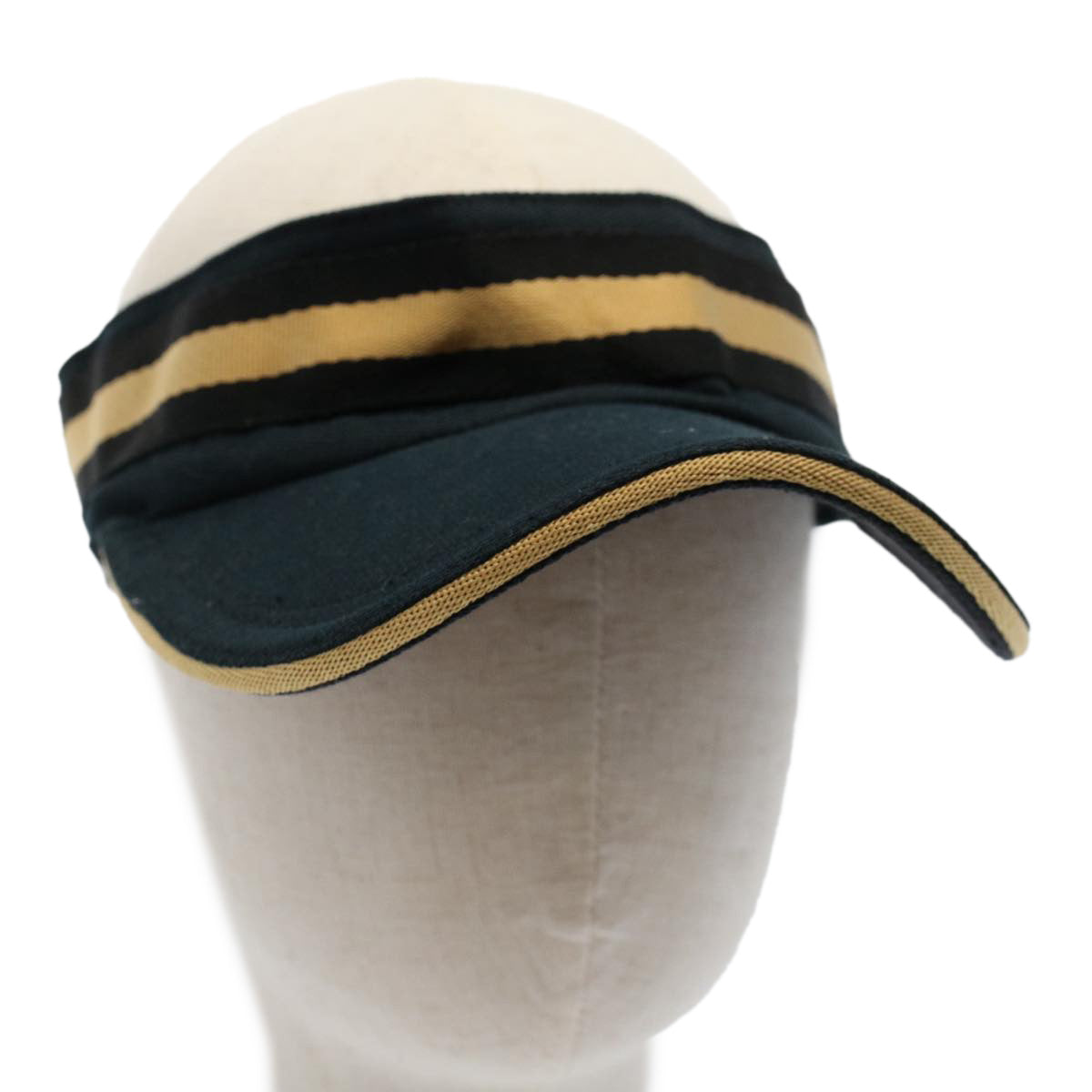 GUCCI Sherry Line Sun Visor L Black Gold Auth am5104