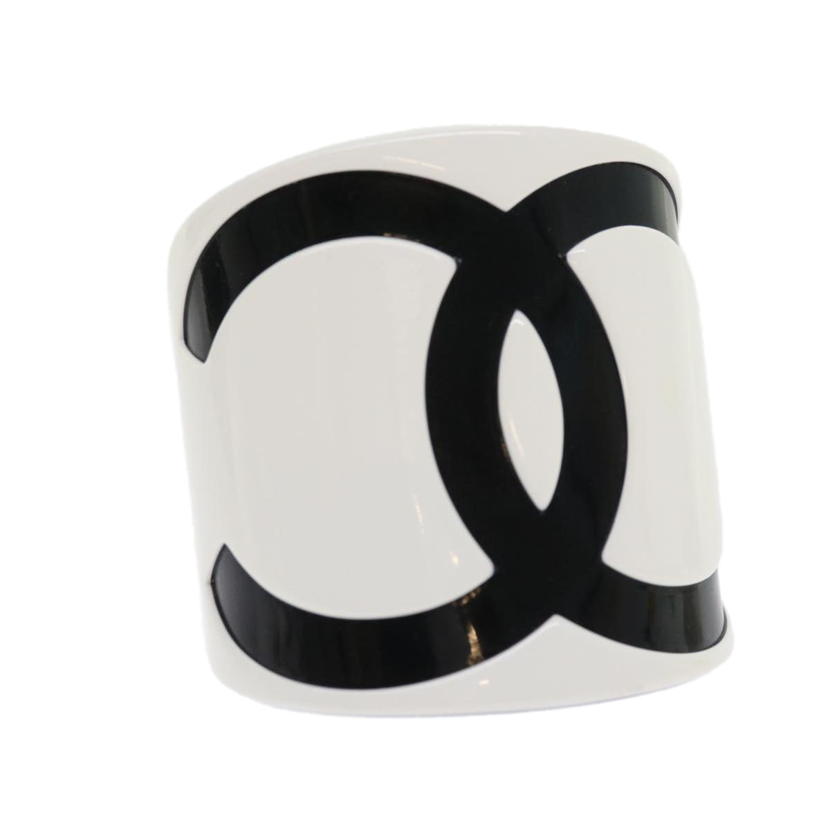 CHANEL Bangle COCO Mark Bracelet Plastic White Black CC Auth am5118