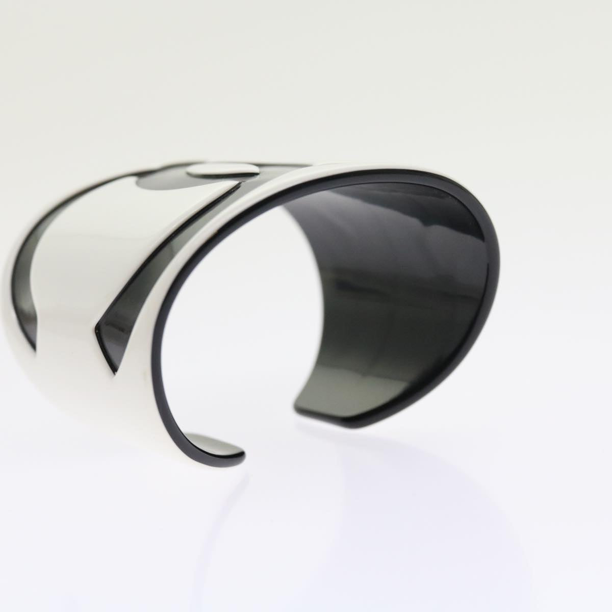 CHANEL Bangle COCO Mark Bracelet Plastic White Black CC Auth am5118