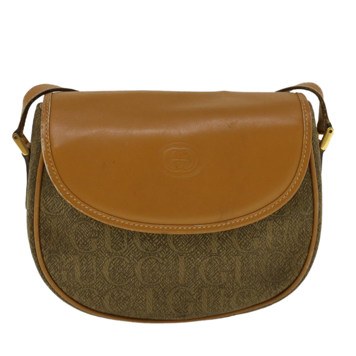 GUCCI Shoulder Bag Coated Canvas Brown 007 58 0074 Auth am5132