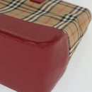 BURBERRY Nova Check Hand Bag Nylon Canvas Beige Red Auth am5133-14