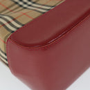 BURBERRY Nova Check Hand Bag Nylon Canvas Beige Red Auth am5133-15