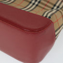 BURBERRY Nova Check Hand Bag Nylon Canvas Beige Red Auth am5133-9