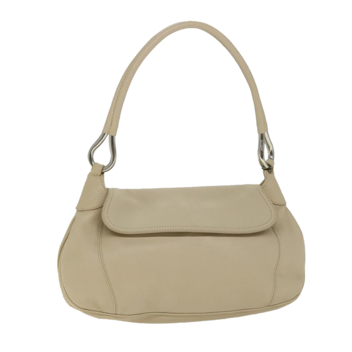 PRADA Shoulder Bag Leather Beige Auth am5134