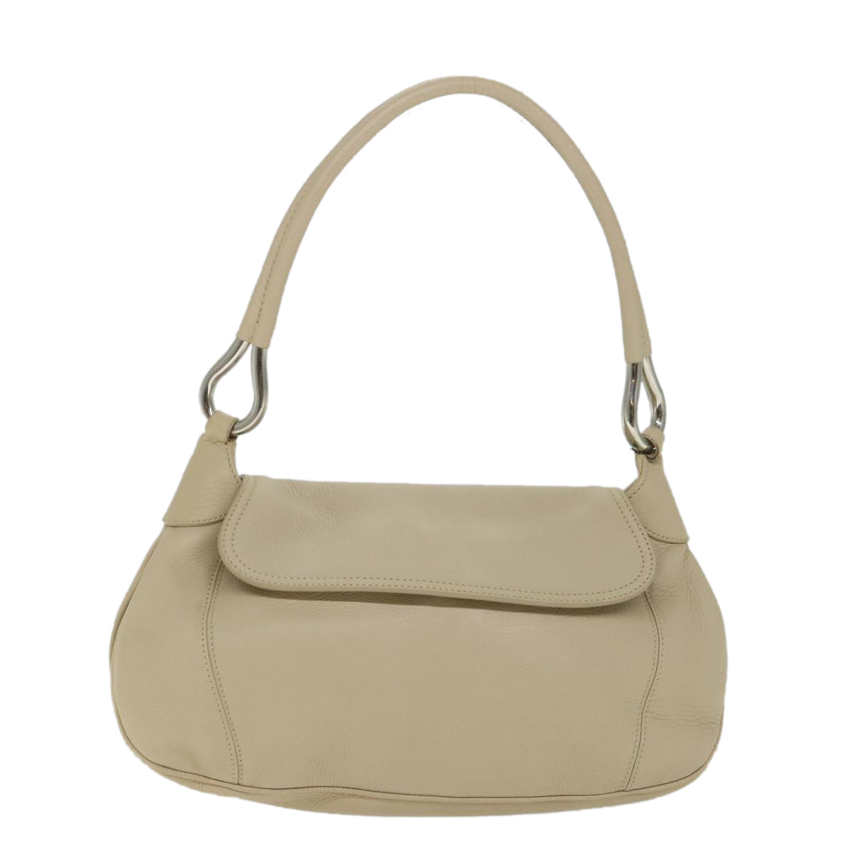 PRADA Shoulder Bag Leather Beige Auth am5134